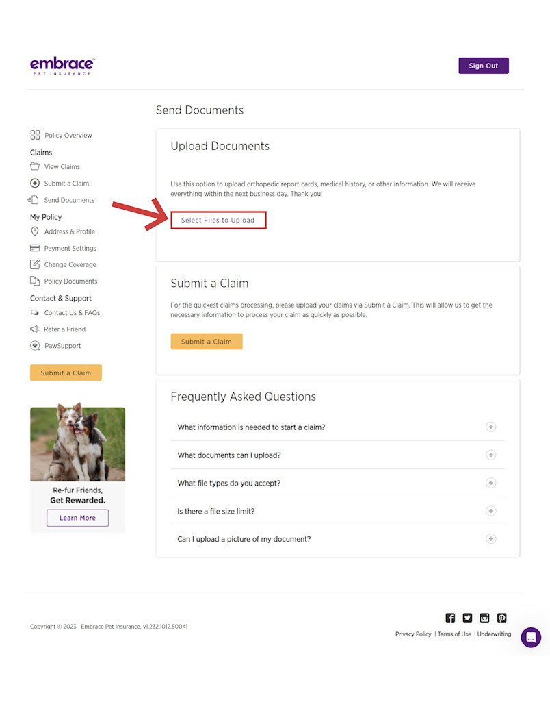 Then, click select files to upload after you have chosen the document.